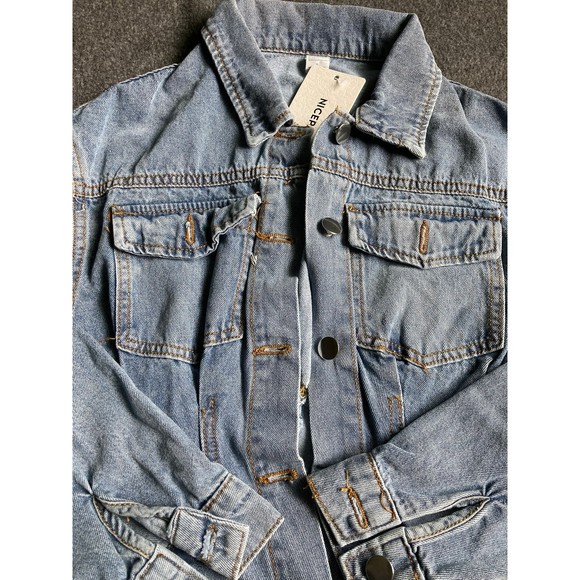 Blue Denim Mini Dress – A-Line Cut, Retro Turn-Down Collar, Slim Fit, NWT xxs - Picture 4 of 9
